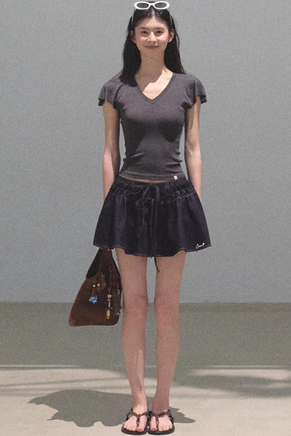 Embroidered Lyocell Puffy A-Line Skirt