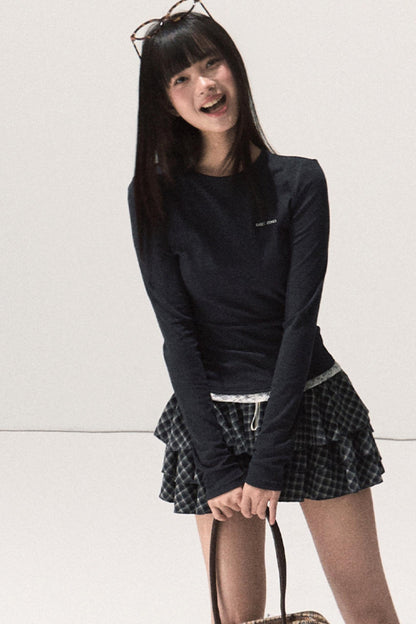 Good Weather Lace Slim Waist Long Sleeve T-Shirt