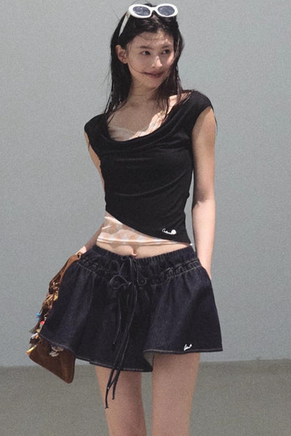 Embroidered Lyocell Puffy A-Line Skirt