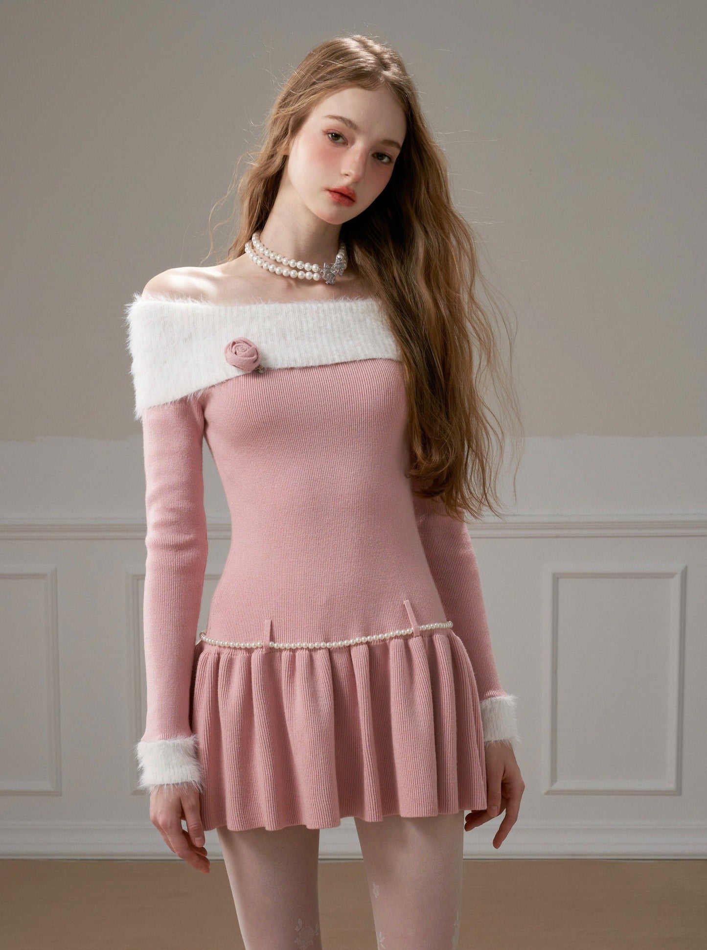 Ballet sweet mink knit dress