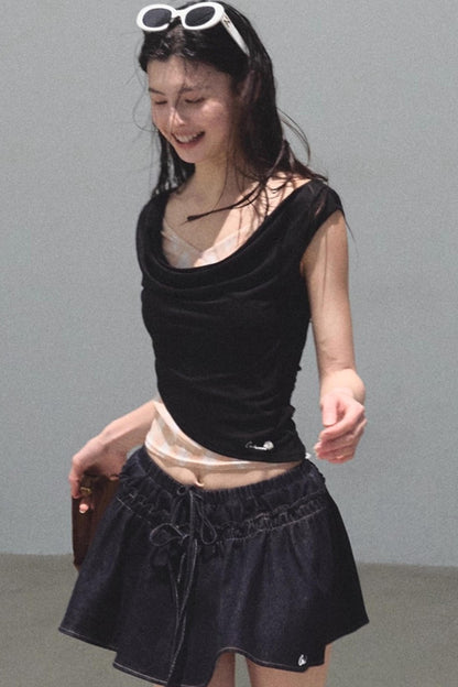 Embroidered Lyocell Puffy A-Line Skirt