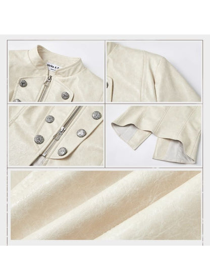 European Palace Beige Leather Jacket