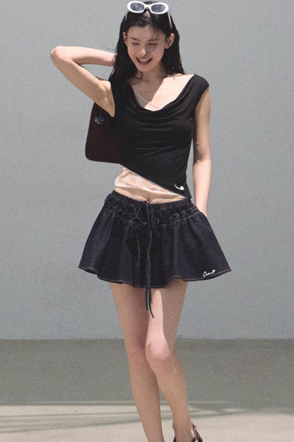 Embroidered Lyocell Puffy A-Line Skirt