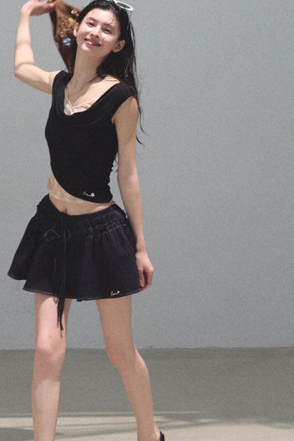 Embroidered Lyocell Puffy A-Line Skirt