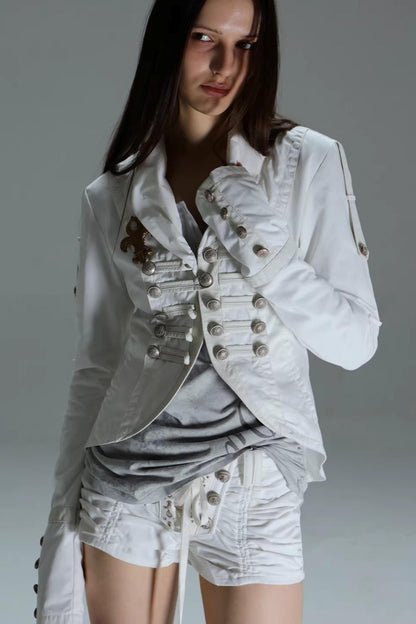 Retro Lace-Up Pleated Shorts