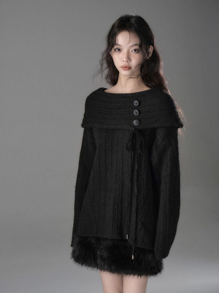 One shoulder design knit