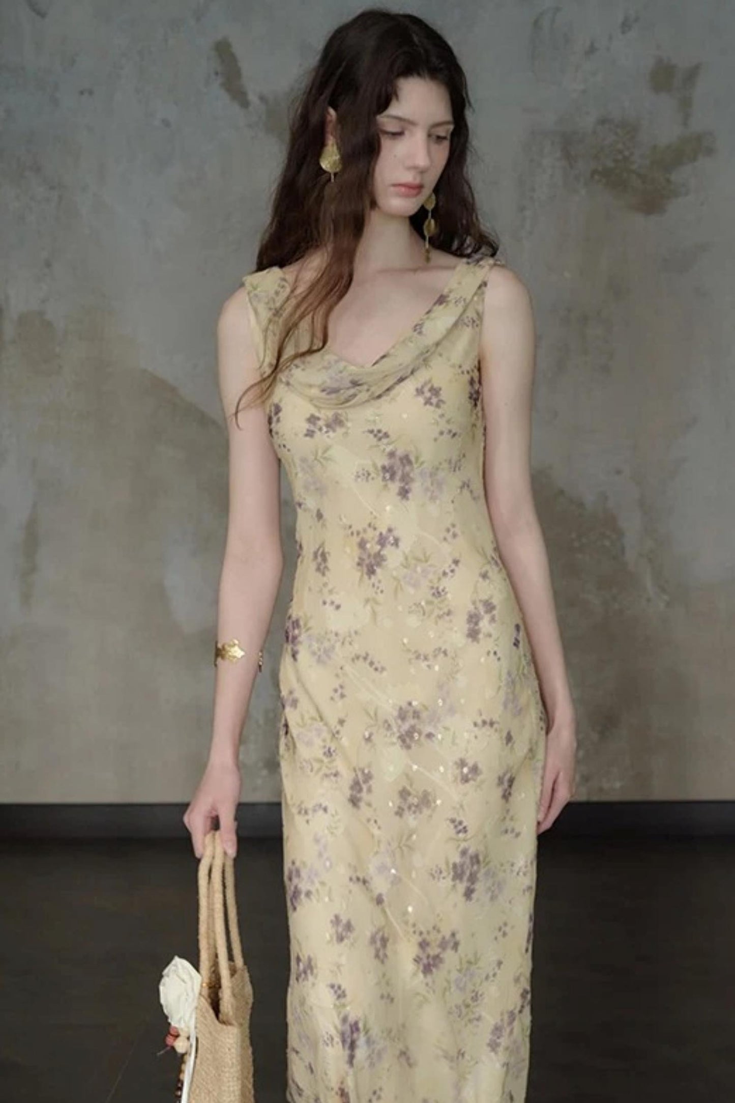 Burnt Floral Jacquard Dress
