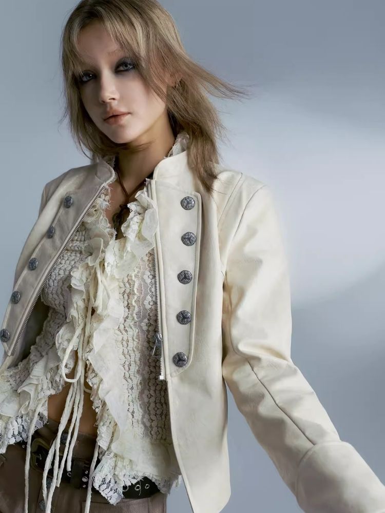 European Palace Beige Leather Jacket