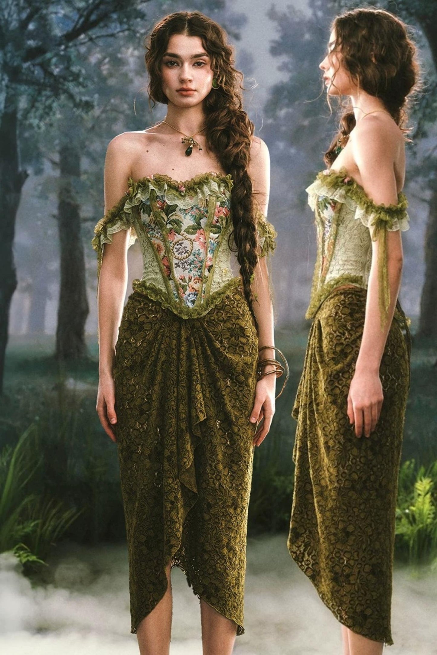 French Baroque Lace Corset Skirt Set-Up
