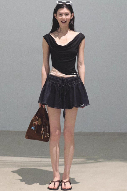 Embroidered Lyocell Puffy A-Line Skirt