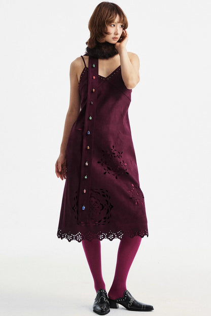 Two-Tone Lace Suede Dress