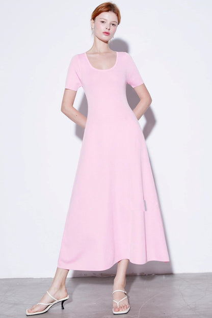 Silk U-neck Knit Dress