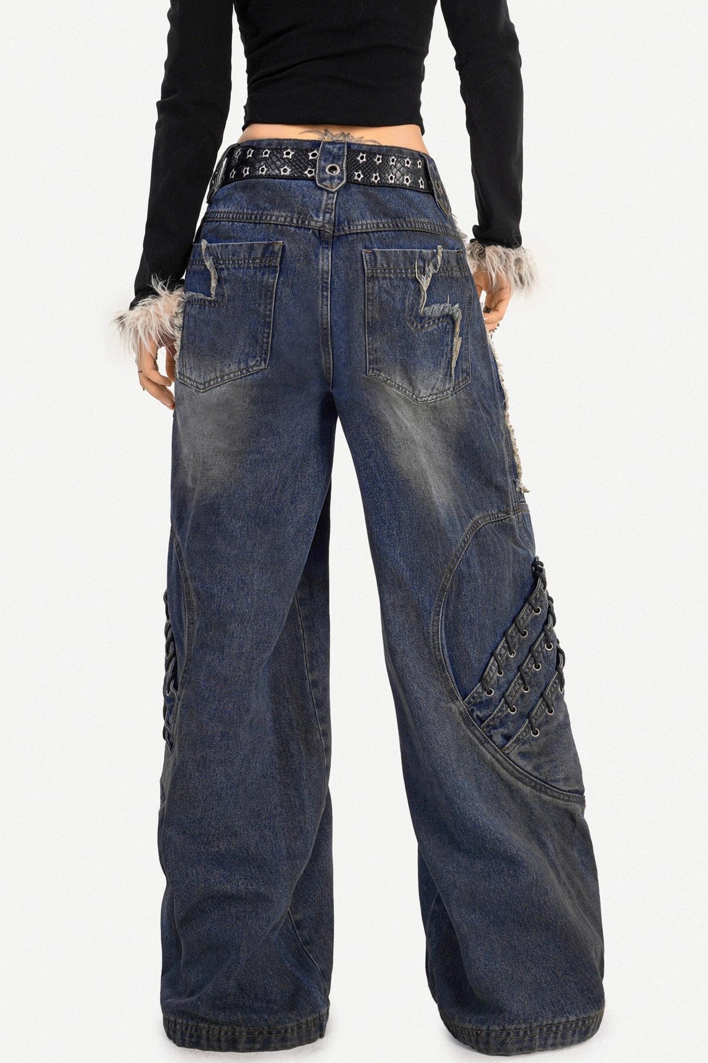 Irregular Patchwork Wide-Leg Pants