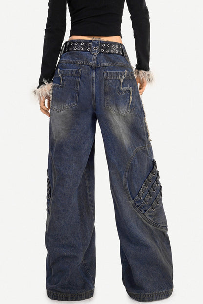 Irregular Patchwork Wide-Leg Pants