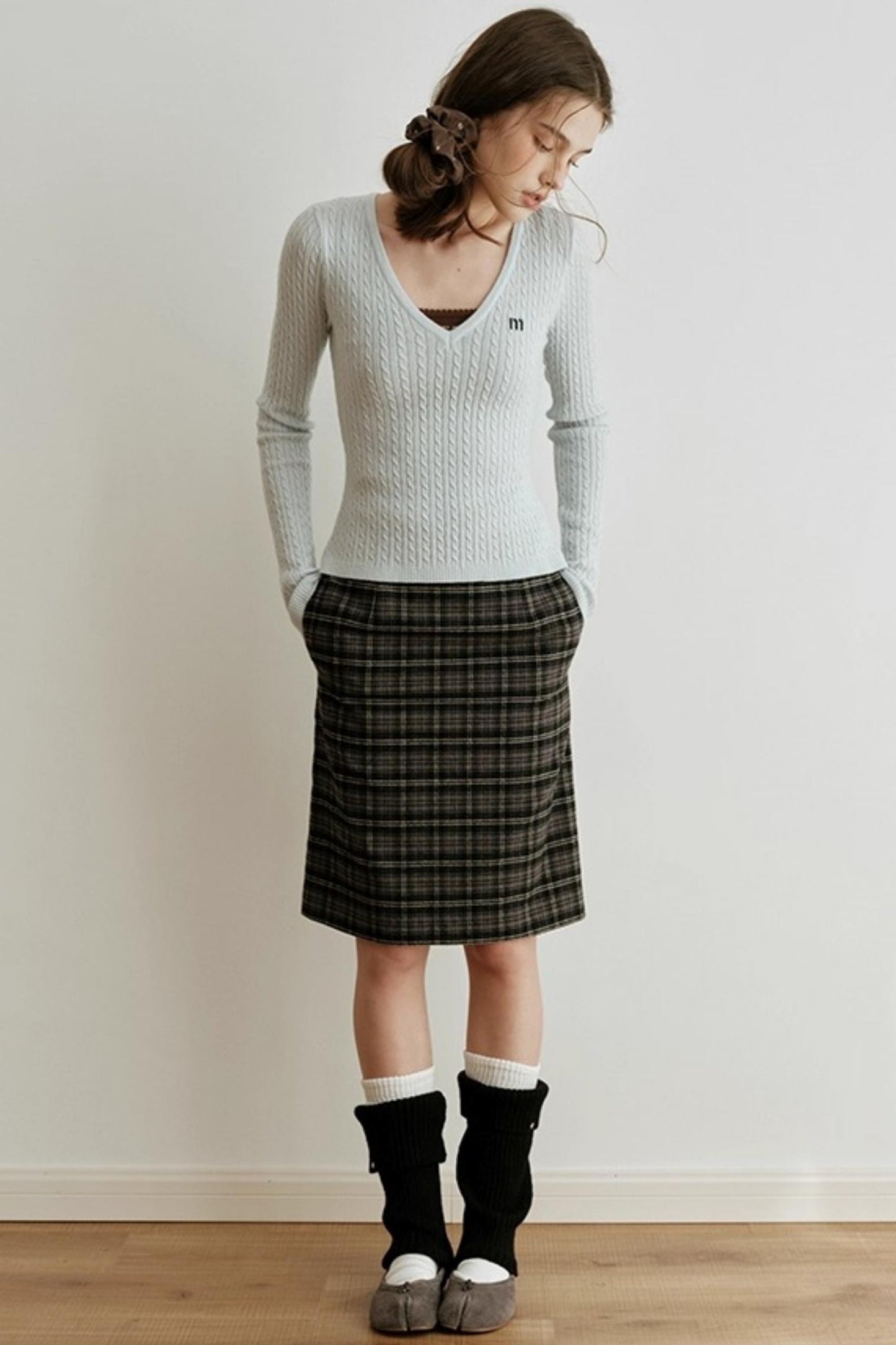 Retro Bias-Cut Plaid Skirt