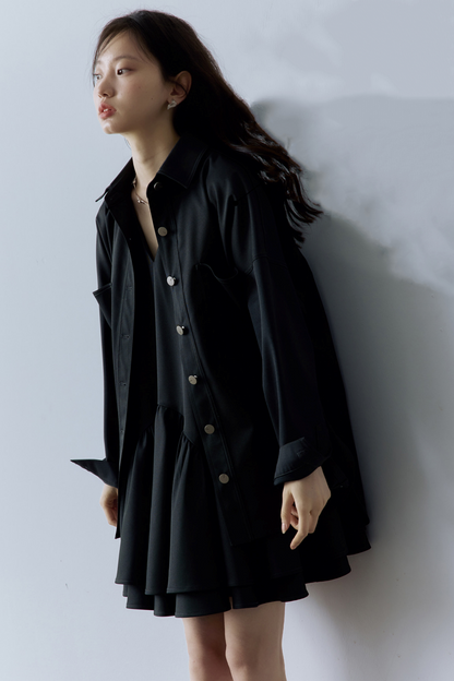 Oversize Hemdjacke aus Essigwolle