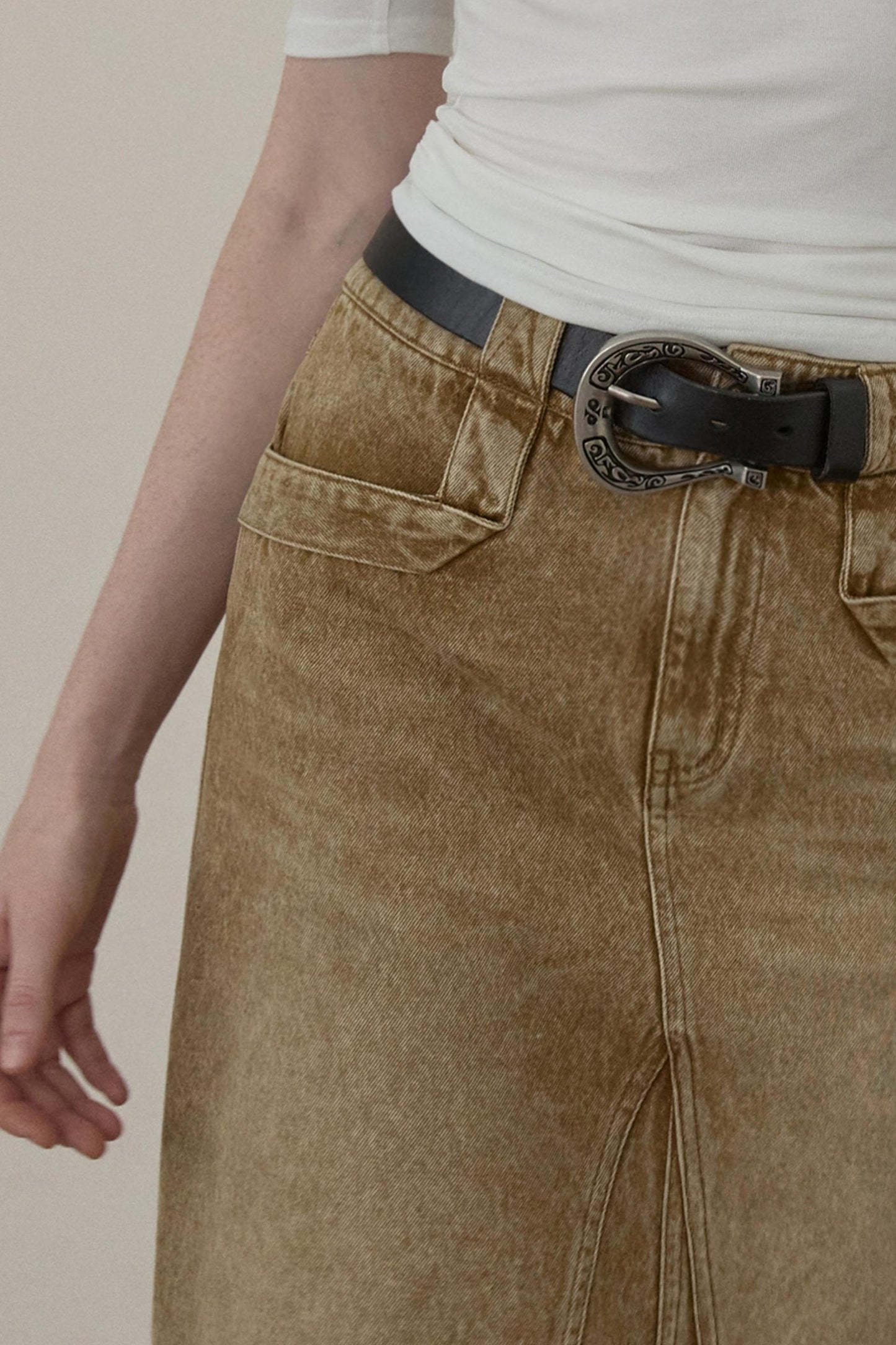 Wooha Vintage Brown Denim Skirt