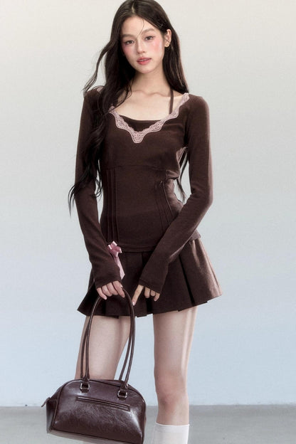 Lace Halterneck Base Layer Top