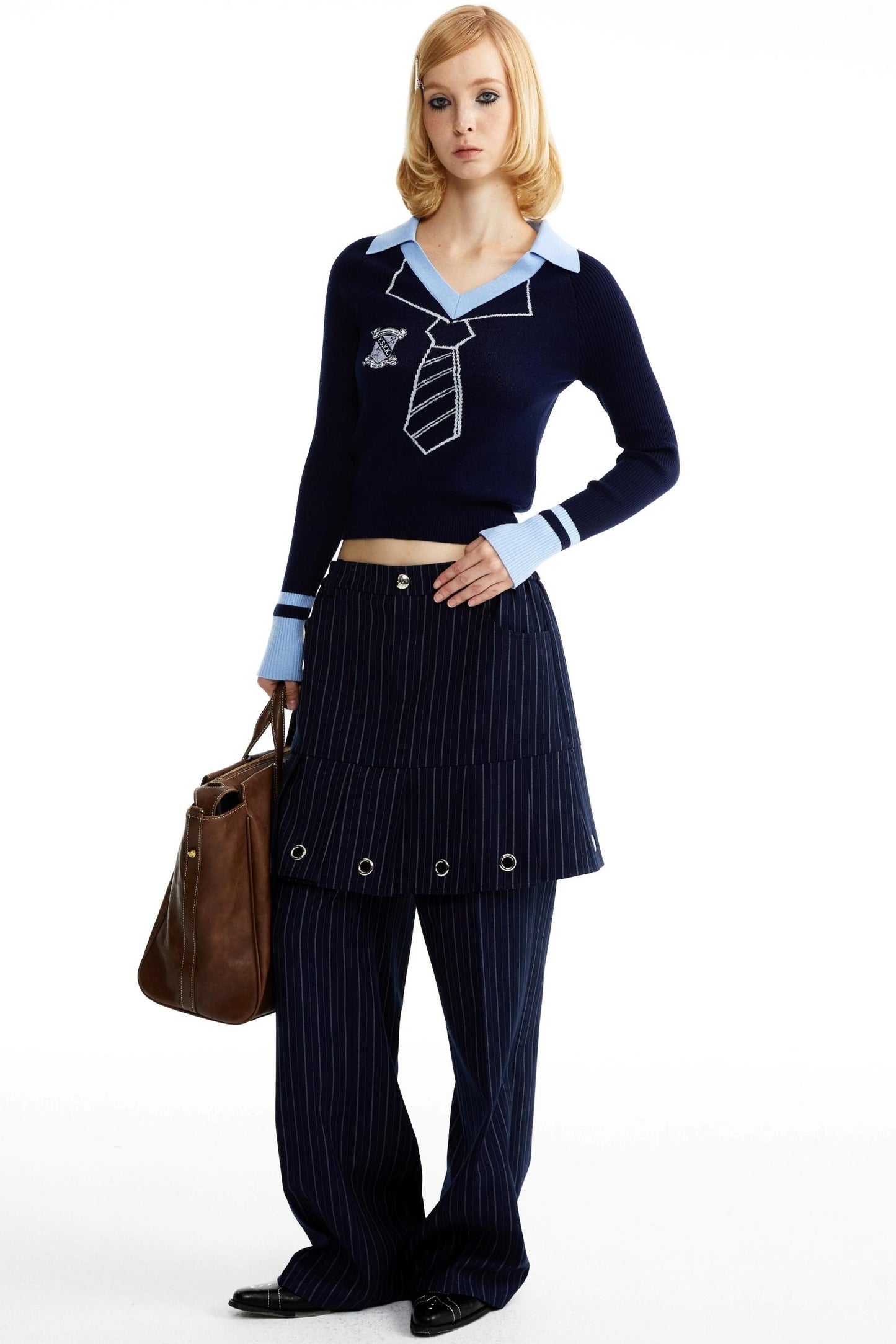 Fake Two-Piece Culottes Straight Pants