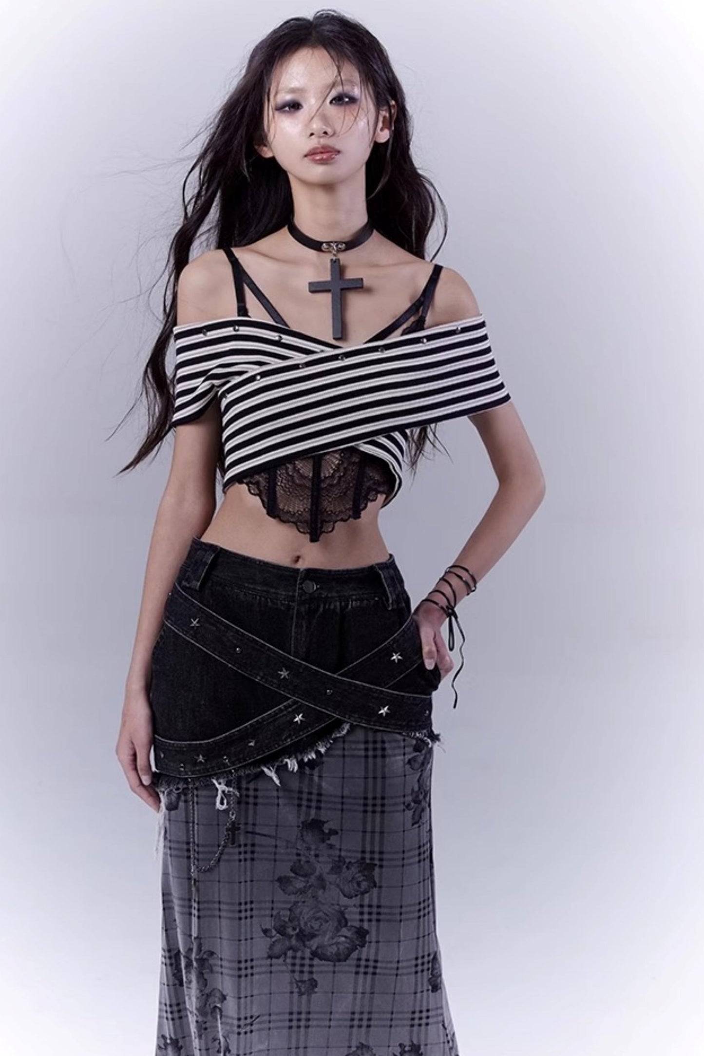 Striped Smock Blouse Set-Up