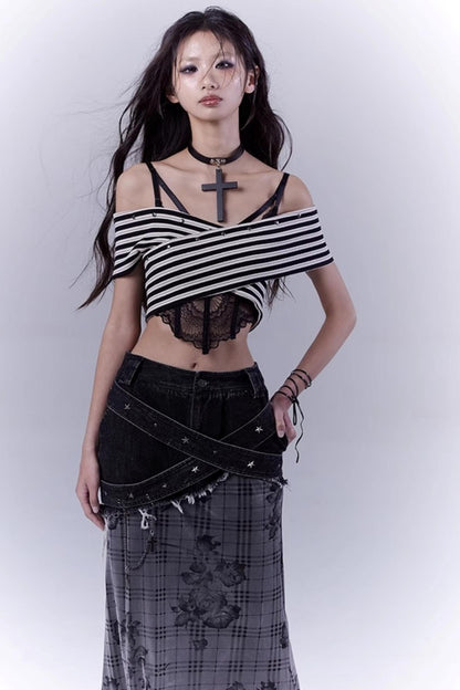 Striped Smock Blouse Set-Up