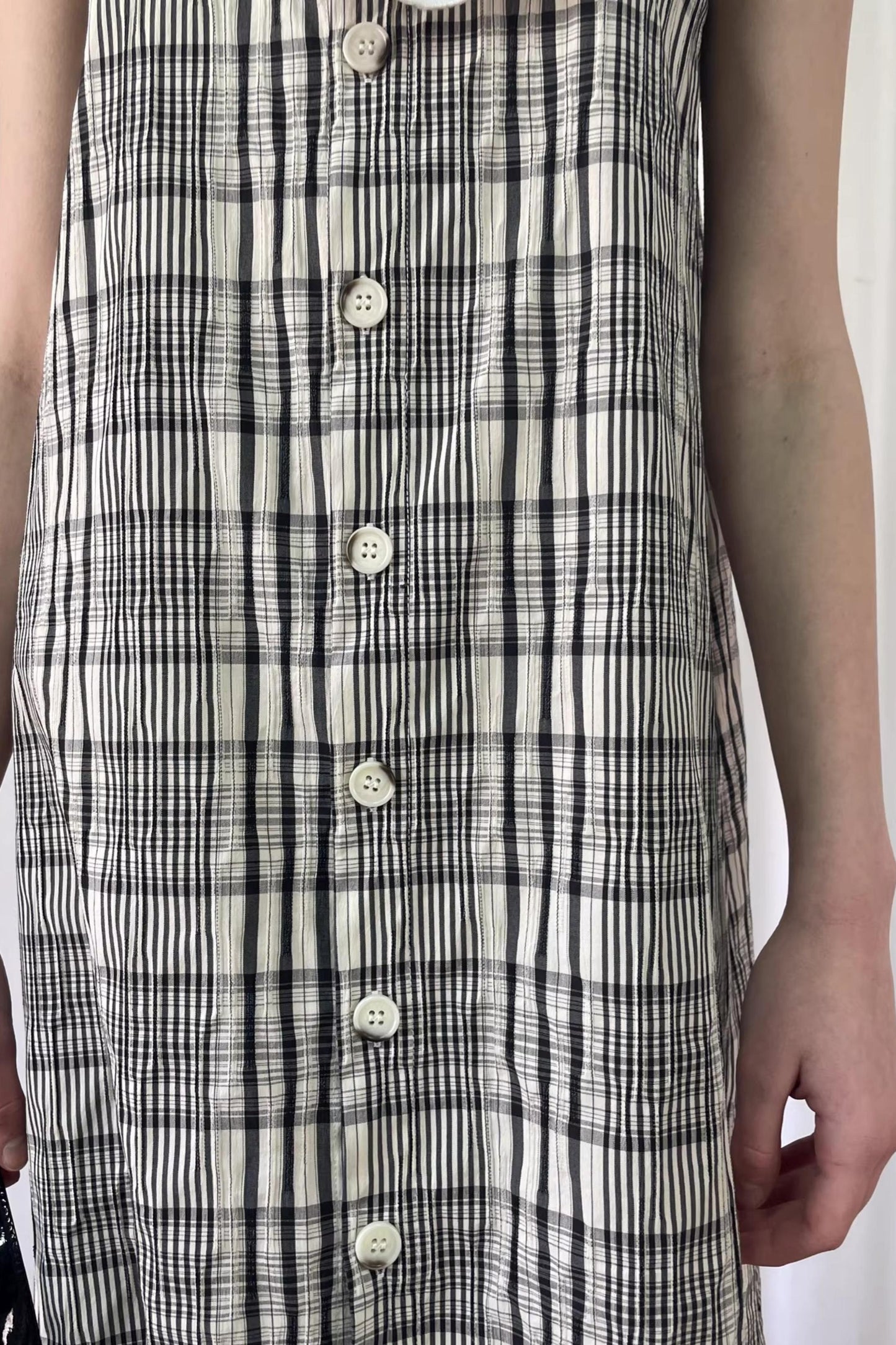 Plaid Wrinkle-Collar Dress