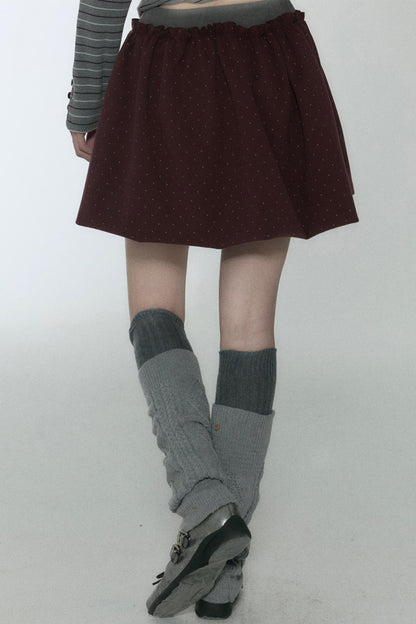 Pink Polka Dot Pleated Skirt