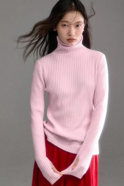Soft Cloud Ribbed Turtleneck Sweater