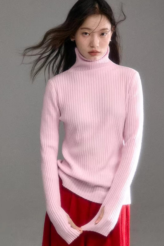 Soft Cloud Ribbed Turtleneck Sweater