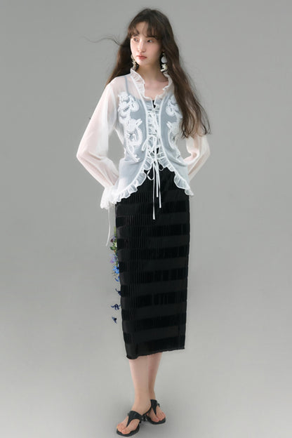 Mercerized Pleated Check Skirt