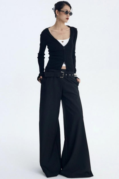 Wool Blend Hooded Cardigan