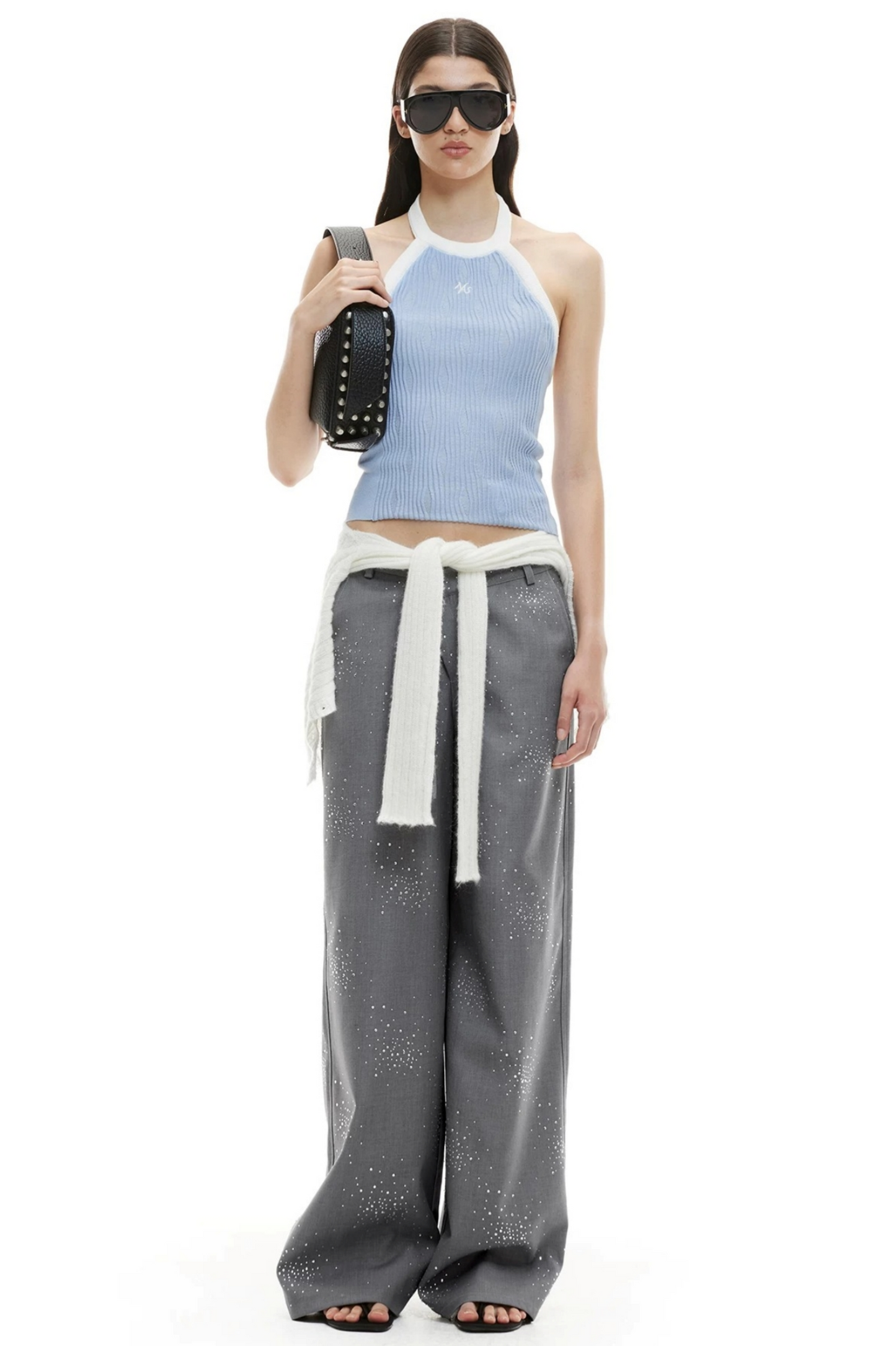Wool Irregular Color-Block Vest