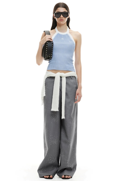 Wool Irregular Color-Block Vest