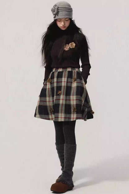 Detachable Corsage Turtleneck Sweater