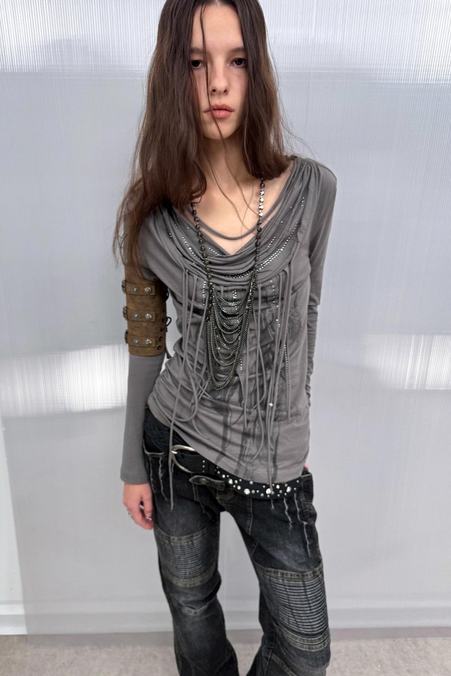 Swing Feather Print Bottom T-Shirt