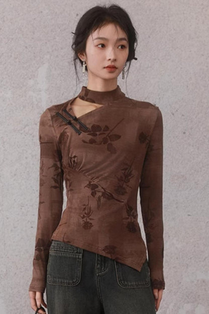 Chinese Style Brown Base Layer Top