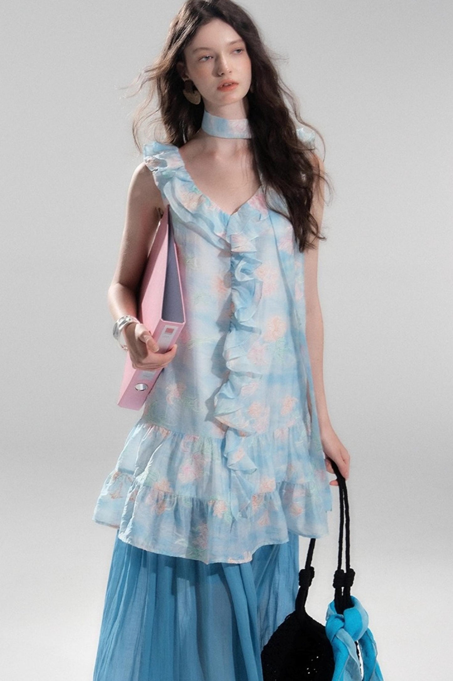 Sea Glass Tencel Ruffle Crop Dress Set-Up