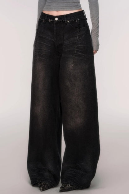 Washed High-Waisted Wide-Leg Jeans