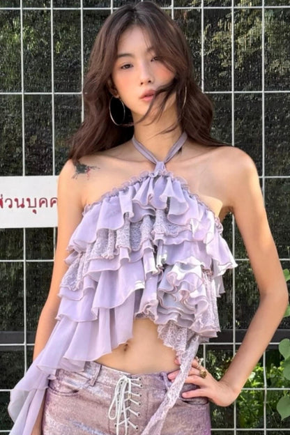 Chiffon Lace Top Shorts Set-Up