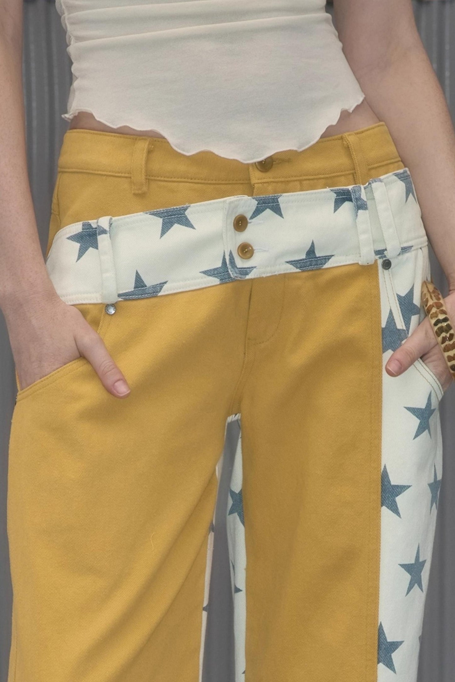 Star Stitching Straight Pants