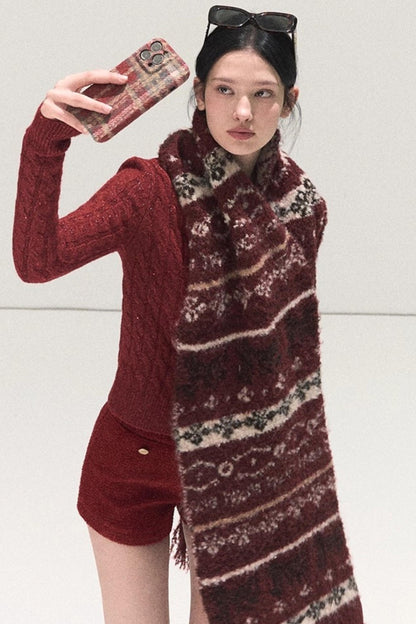 Handmade Wool Fair Isle Scarf