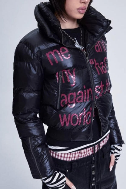 Two-Color Multi-Zipper Cotton Jacket