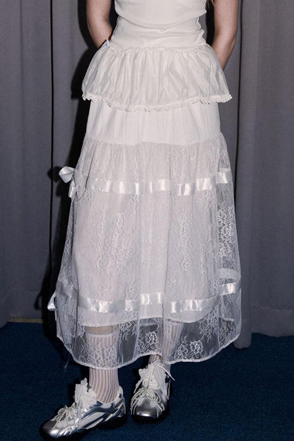 Romantic Bow Detail Long Skirt