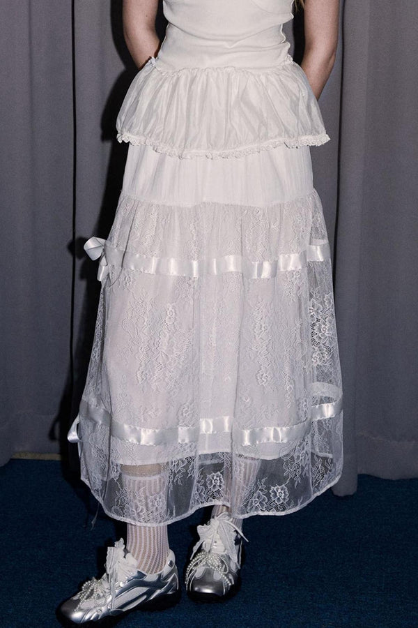 Romantic Bow Detail Long Skirt