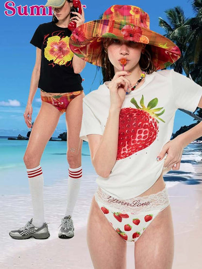 Summer Fruit Printed Loose T-Shirt