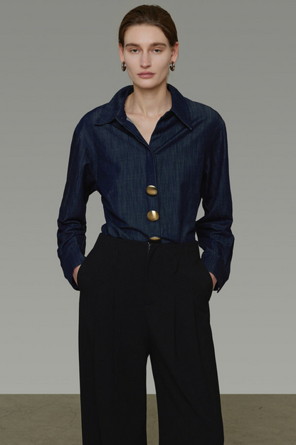 Vintage Denim Button Blouse