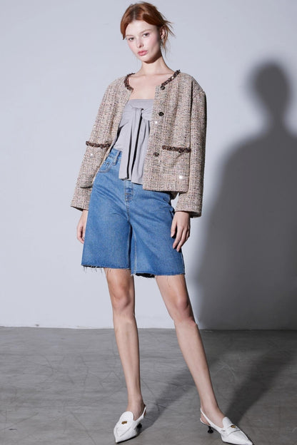 Autumn High-Waisted Denim Shorts