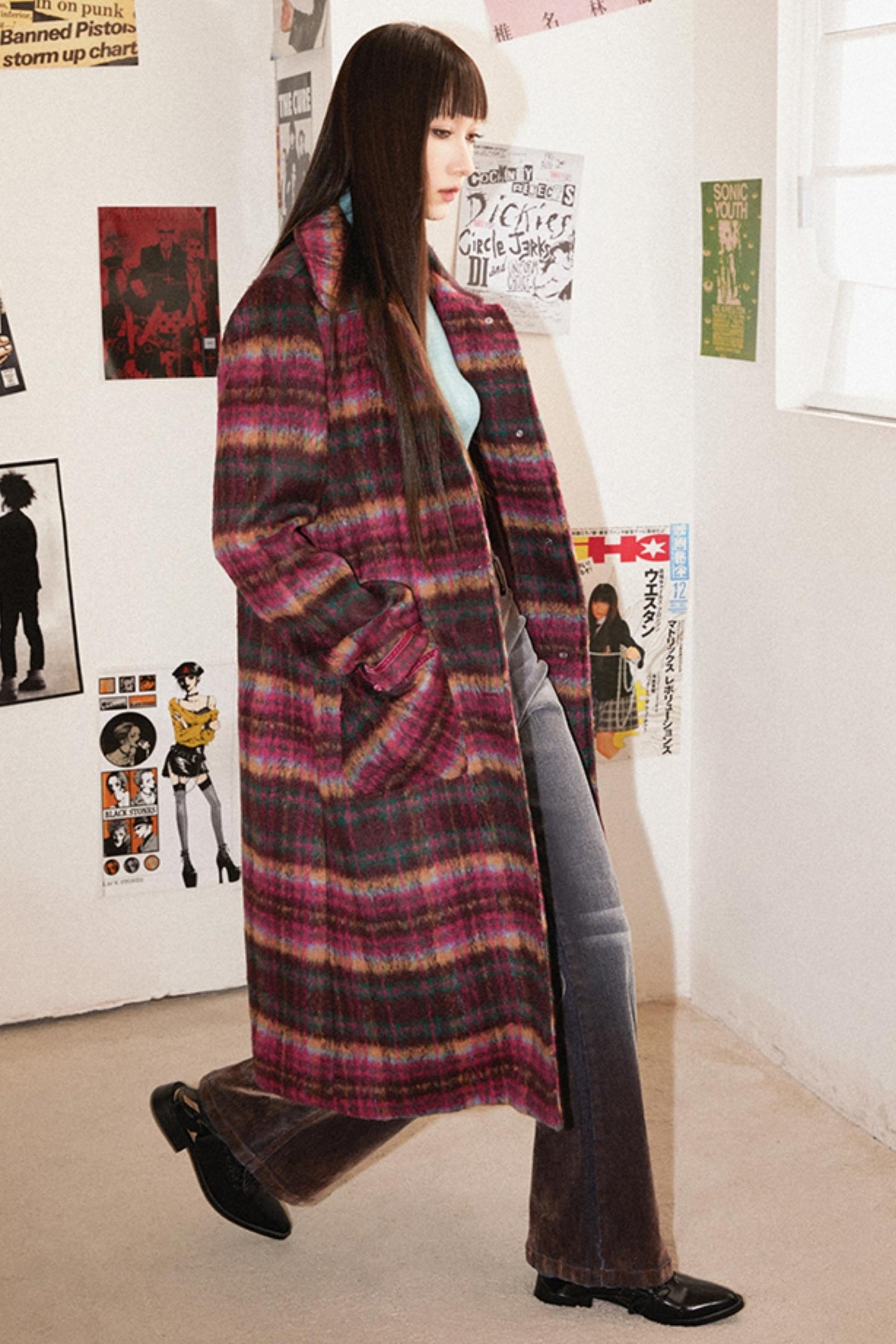 Retro Check Long Coat