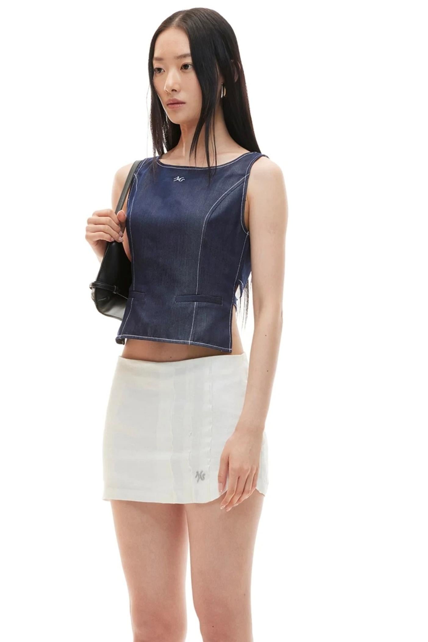 Backless Lyocell Denim Vest