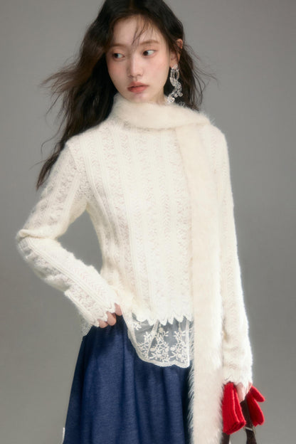 Cloud Lace Knit Long Sleeve Top